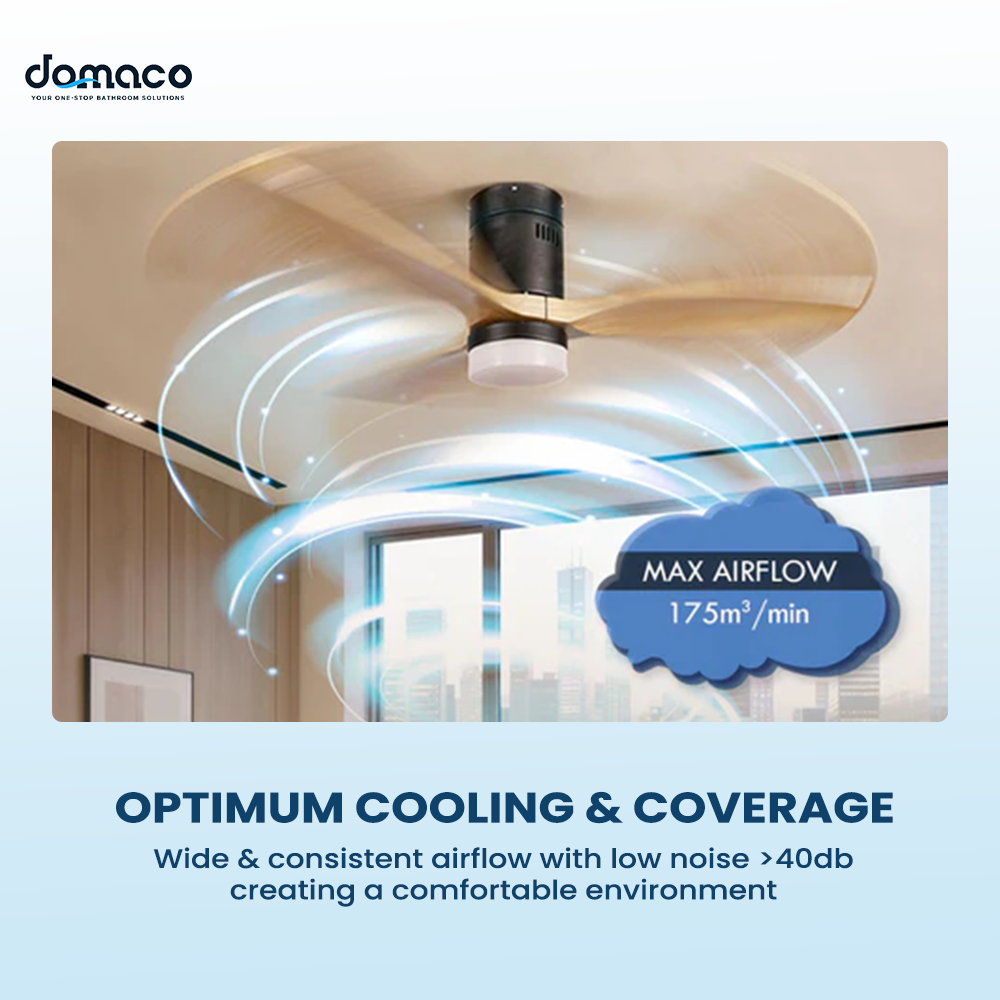 3 blades ceiling fan with DC motors, LED lights & remote