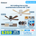 5 blades ceiling fan with DC motors, LED lights & remote
