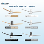 3 blades ceiling fan with DC motors, LED lights & remote