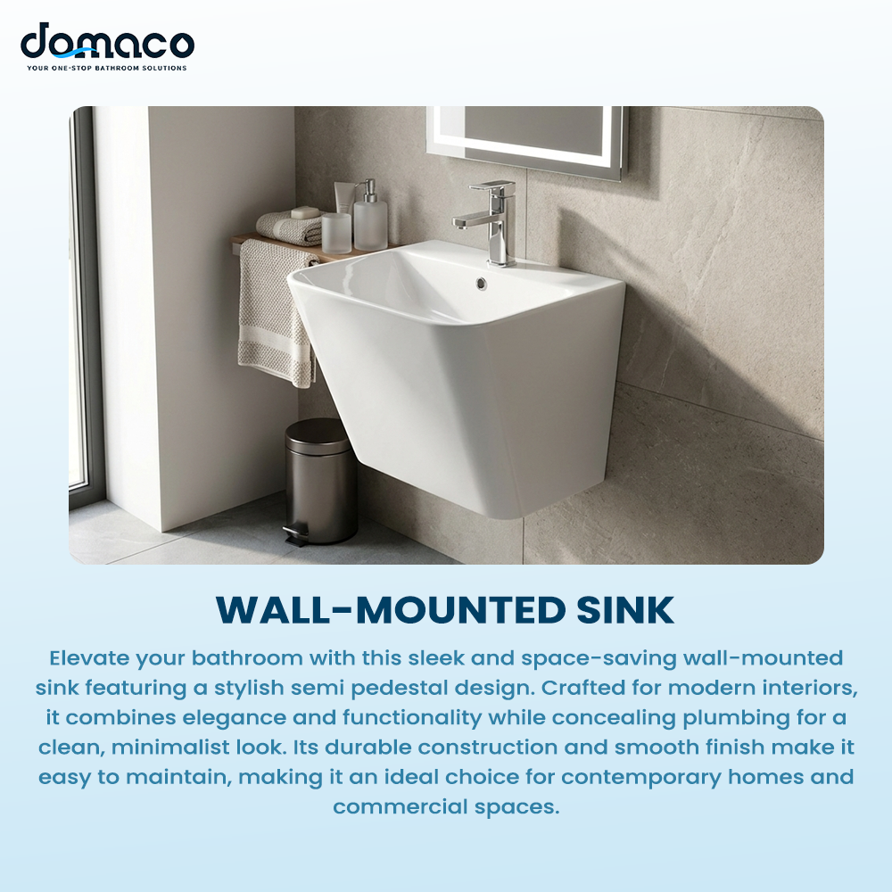 Modern Wall-Mounted Bathroom Sink with Semi Pedestal