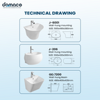 Modern Wall-Mounted Bathroom Sink with Semi Pedestal