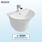 Modern Wall-Mounted Bathroom Sink with Semi Pedestal