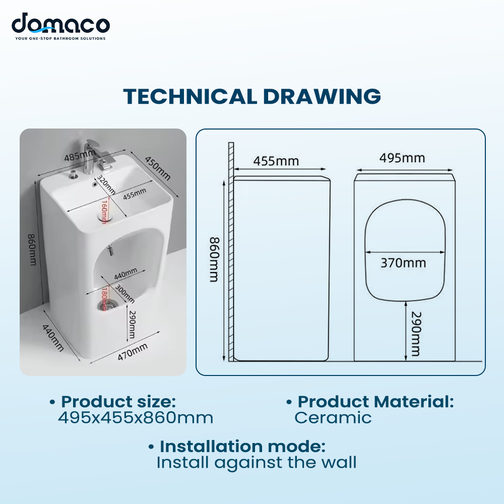 Ceramic Integrated Dual-Use Foot and Hand Washing Basin