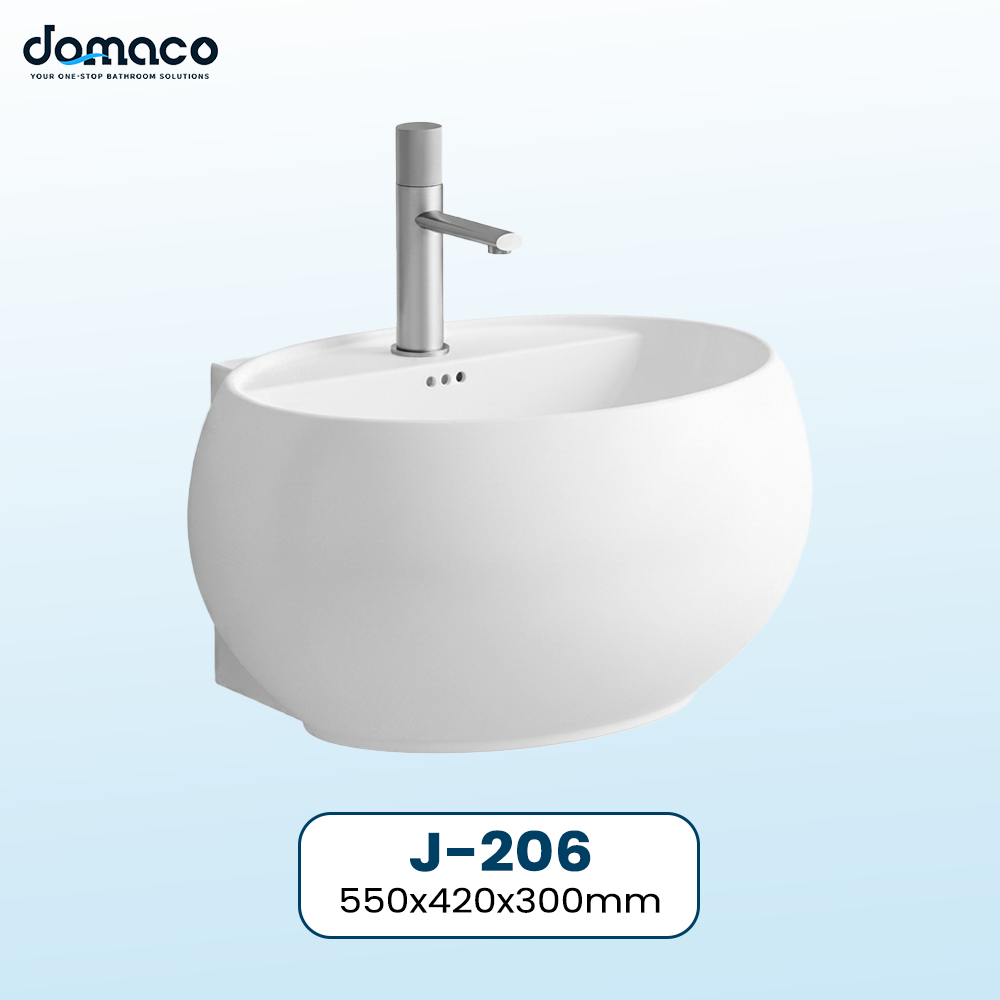 Modern Wall-Mounted Bathroom Sink with Semi Pedestal