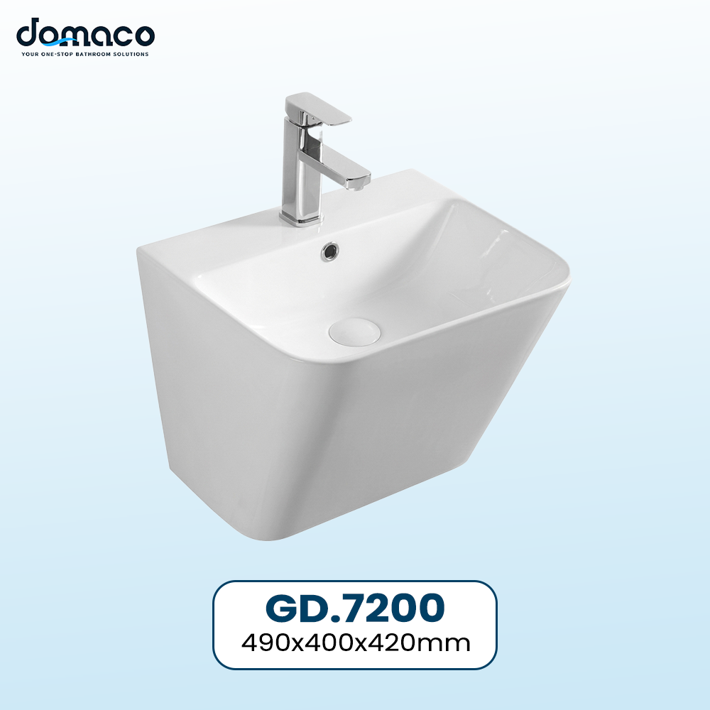 Modern Wall-Mounted Bathroom Sink with Semi Pedestal