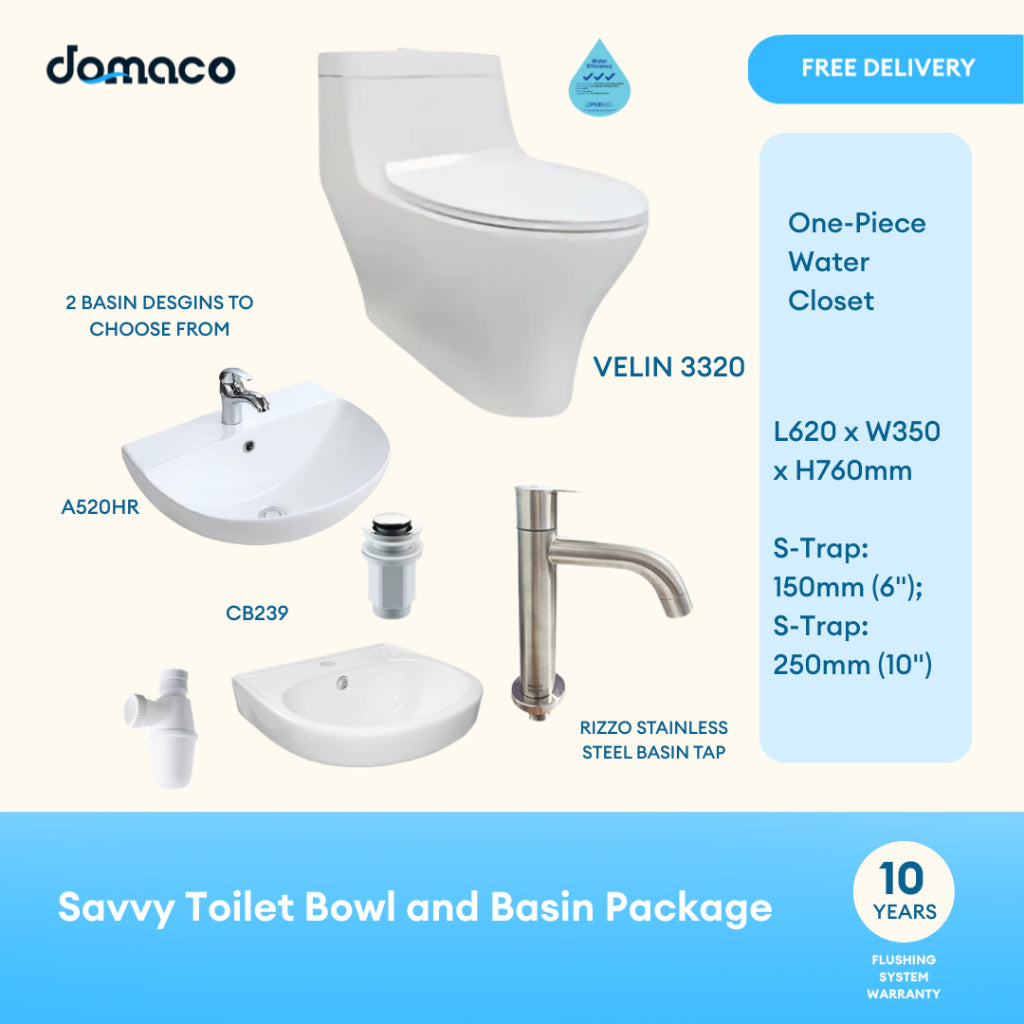 Savvy Toilet Bowl and Basin Package - Domaco