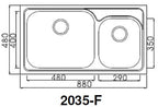 ENGLEFIELD 2035-F 0.9mm Handmade S/Steel Kitchen Sink - Domaco