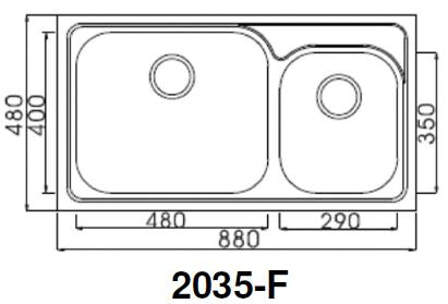 ENGLEFIELD 2035-F 0.9mm Handmade S/Steel Kitchen Sink - Domaco