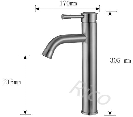 RICO 30400-2 STAINLESS STEEL TALL BASIN MIXER TAP (10800)<br>*Contact us for best price - Domaco