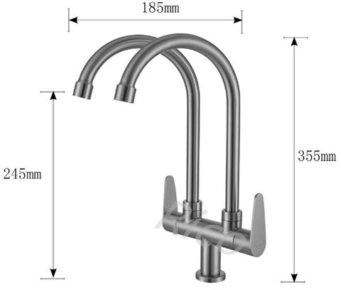 RICO 30405-25-C STAINLESS STEEL DOUBLE SINK COLD TAP (8980)<br>*Contact us for best price - Domaco