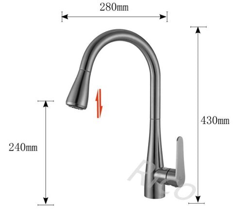 RICO 30418-1 STAINLESS STEEL PULL-OUT SINK MIXER TAP (20800)<br>*Contact us for best price - Domaco