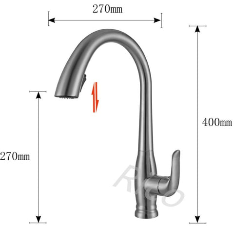 RICO 30418-2 STAINLESS STEEL PULL-OUT SINK MIXER TAP (20800)<br>*Contact us for best price - Domaco