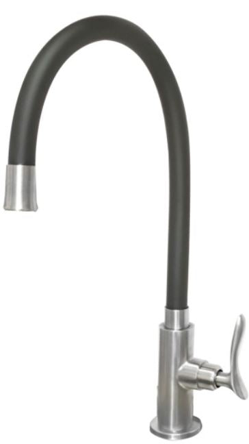 Monic Stainless Steel Cold Sink Tap 3FXB (Black Flexible Spout) - Domaco