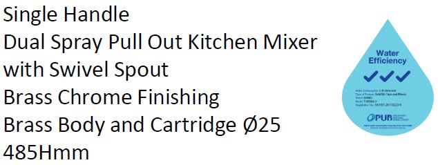 ARINO T-8000A-3 (Chrome) & TS-8000A-3 (Satin) PULL-OUT SPOUT LEVER HANDLE SINK MIXER - Domaco