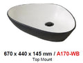 BARON A170WB WHITE & BLACK TOP MOUNT BASIN (15800) *Contact us for best price - Domaco