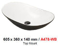 BARON A478WB WHITE & BLACK TOP MOUNT BASIN (16800) *Contact us for best price - Domaco