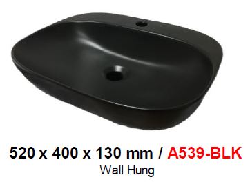 BARON A539 BLACK WALL HUNG BASIN (12800) *Contact us for best price - Domaco