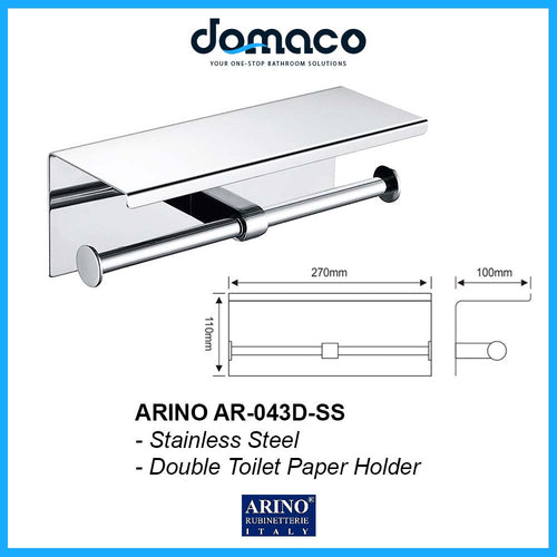Arino AR-043D-SS Stainless Steel Double Toilet Paper Holder domaco.com.sg