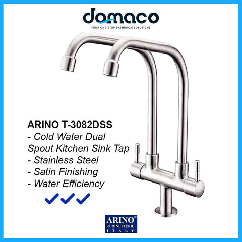 Arino T-3082DSS Dual Spout Kitchen Sink Tap domaco.com.sg
