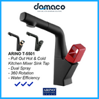 Arino T-5501 Matt Black Pull Out Kitchen Sink Mixer Tap domaco.com.sg