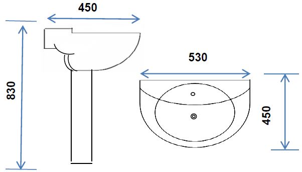 BARON BS207 BASIN WITH STAND - Domaco