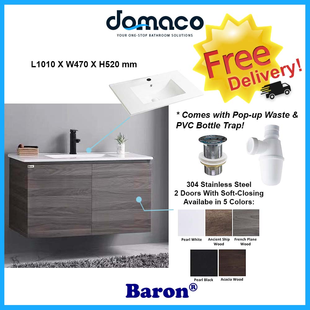 Baron A110 Basin Cabinet Set (304 Stainless Steel with Soft Closing Hingers) domaco.com.sg