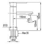 NTL Basin Mixer Tap 2001B or 2001W (Black or White) (12280)<br>*Contact us for best price - Domaco