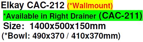 Elkay CAC-212 Wallmount Stainless Steel Kitchen Sink - Domaco