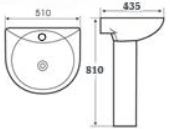 ARINO CB-4008-WT Ceramic Basin with Pedestal (9800) *Contact us for best price - Domaco