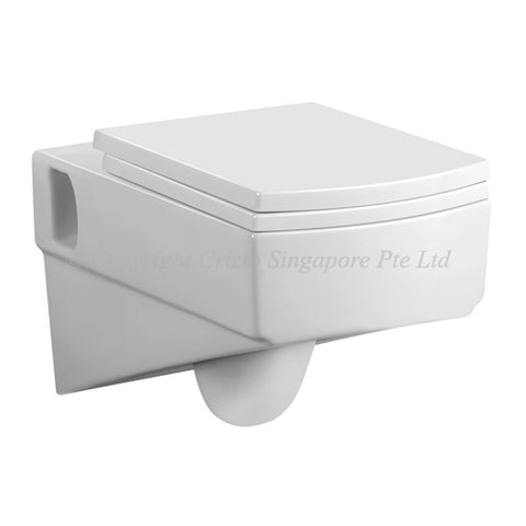 Crizto CWC-WH211-WTP Square Wall Hung WC For Concealed Tank - Domaco