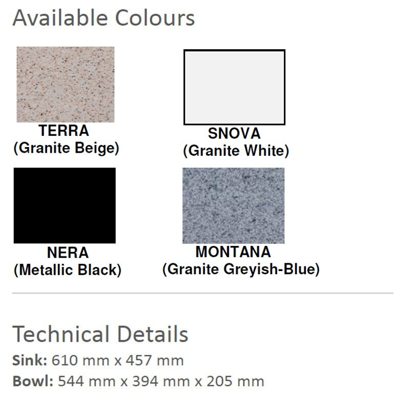 CARYSIL Big Bowl Granite Kitchen Sink (16200) *Contact us for best price - Domaco