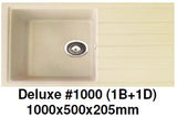 CARYSIL Deluxe #1000 (1B +1D) Granite Kitchen Sink (31400) *Contact us for best price - Domaco