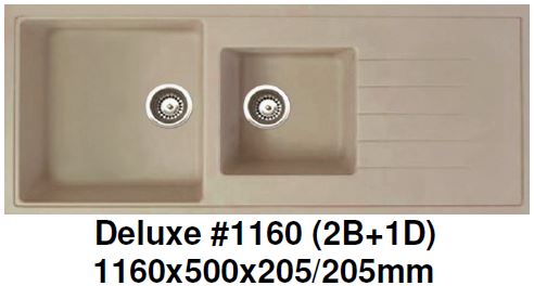CARYSIL Deluxe #1160 (2B +1D) Granite Kitchen Sink (32500) *Contact us for best price - Domaco