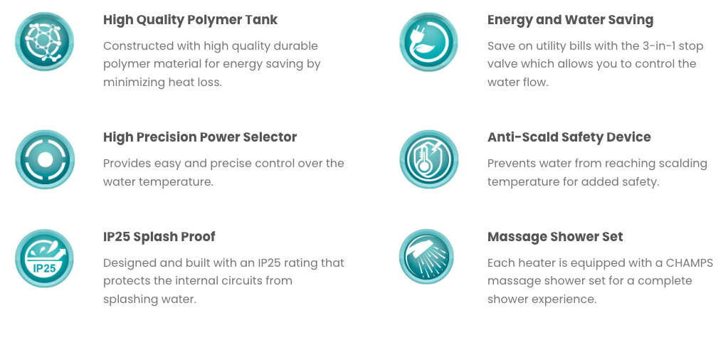 Champs Aries Instant Water Heater domaco.com.sg