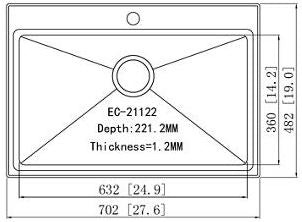 Elkay EC-21122 Stainless Steel Kitchen Sink - Domaco