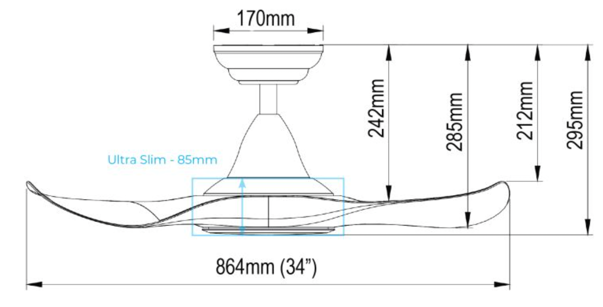 Efenz Downrod DC-Eco Ceiling Fan with Remote (Without Light) domaco.com.sg