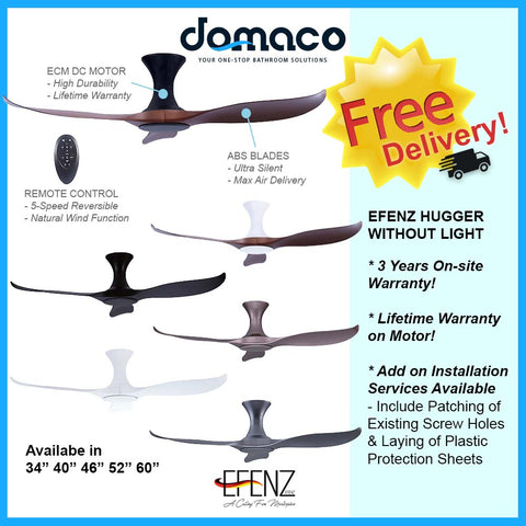 Efenz Hugger DC-Eco Ceiling Fan with Remote (Without Light) domaco.com.sg