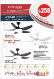 Fanco Tributo DC Ceiling Fan with 36W LED RGB Light Kit and Remote domaco.com.sg