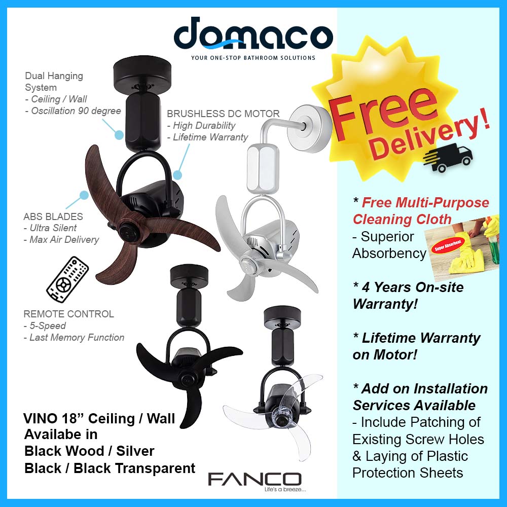 Fanco Vino 18" DC Wall/Ceiling Fan with Remote Domaco.com.sg