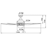 Samaire Frankfurt SA575 57" CEILING FAN + REMOTE CONTROL + Light Kit ( E27 Bulb Holder x 2) - Domaco