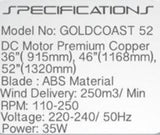 DECCO GOLD COAST 36″ CEILING FAN DC SERIES + REMOTE CONTROL + LED RGB 20W (27800) - Domaco