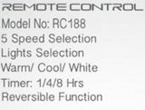 DECCO GOLD COAST 46″ CEILING FAN DC SERIES + REMOTE CONTROL + LED RGB 20W (27800) - Domaco