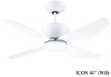 Fanco I-Con 40" Ceiling Fan (4 ABS Blades) With Remote Control - Domaco