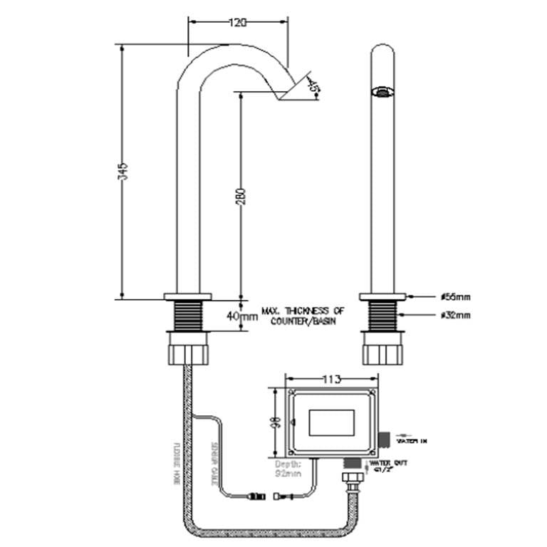 Sensor Basin Tap 303A01(DC) (H:345mm) (23800)<br>*Contact us for best price - Domaco