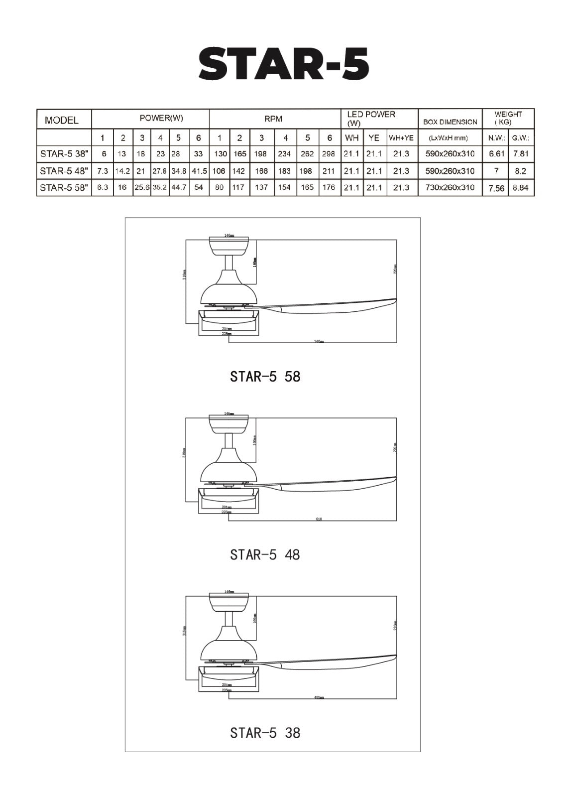 Bestar Star 5 DC Ceiling Fan With 24W 3 Tone LED Light Kit And Smart Wifi Control domaco.com.sg