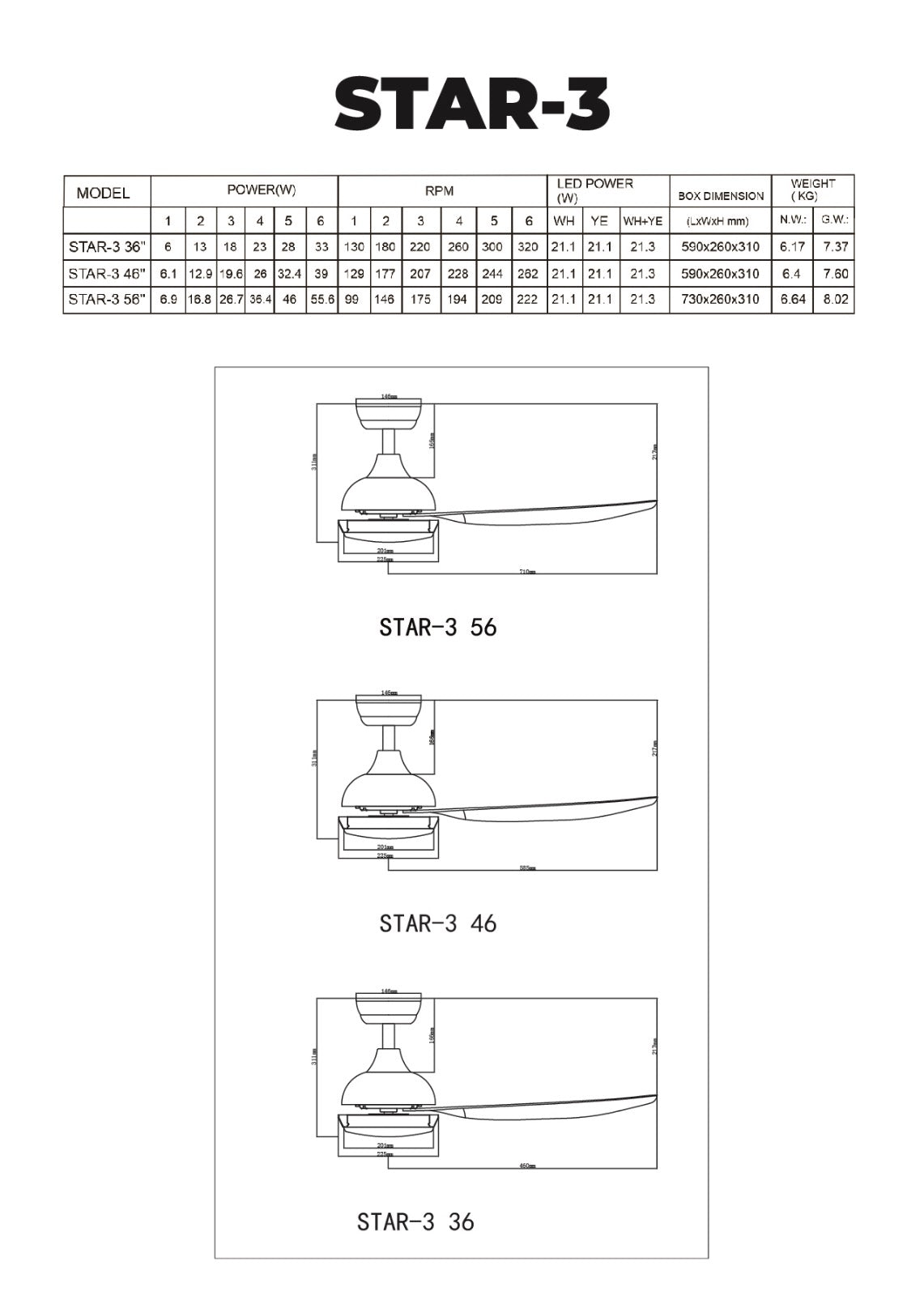 Bestar Star 3 DC Ceiling Fan With 24W 3 Tone LED Light Kit And Remote domaco.com.sg