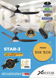 Bestar Star 3 DC Ceiling Fan With 24W 3 Tone LED Light Kit And Remote domaco.com.sg