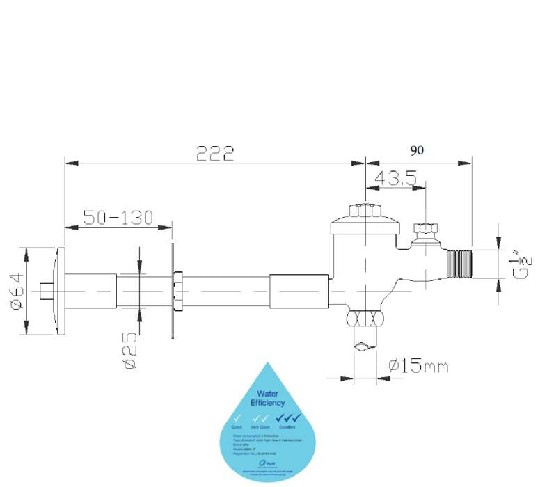 Urinal Manual Flush Valve (Long Button) 202D01-3T (7280)<br>*Contact us for best price - Domaco