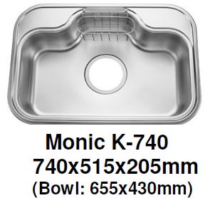 Monic-K-740 Kitchen Sink - Inset Mount Single Bowl - Domaco