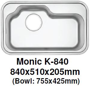 Monic-K-840 Kitchen Sink - Inset Mount Single Bowl - Domaco